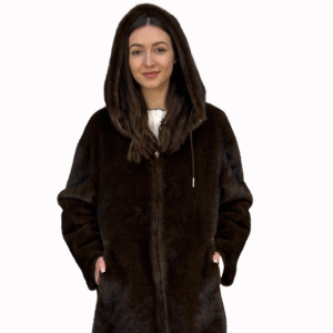 FAUX MINK HOODED COAT