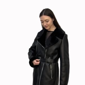 FAUX LEATHER SLIM COAT