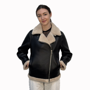 Women’s Shearling-Lined Aviator Leather Jacket