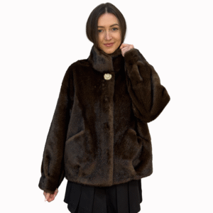 FAUX MINK STAND COLLAR COAT