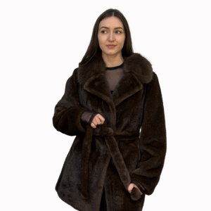 FAUX MINK BELTED COAT