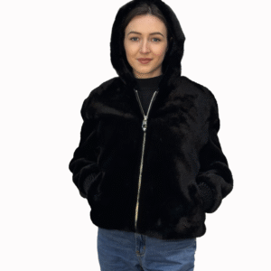 Men’s/Women’s Faux Fur Zip-Up Jacket with Hoodie