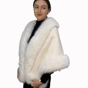 Faux Shearling Trimmed Capelet – Elegant Winter Outerwear